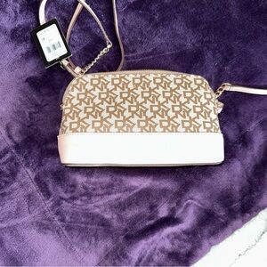 DKNY Stylish Beige and Blush/Pink Designer Crossbody Bag